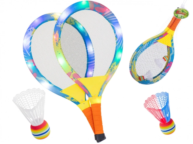 Led Glowing Badminton Racket Set