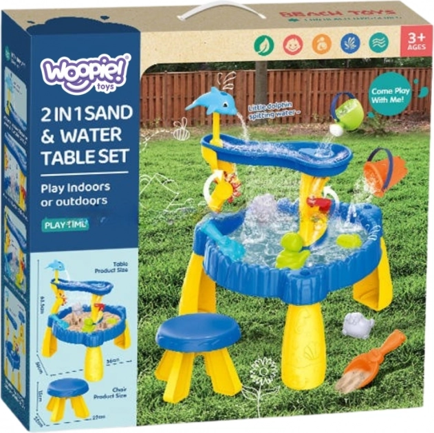 Woopie XL Water and Sand Table with 2in1 Chair Dolphin 12 El.