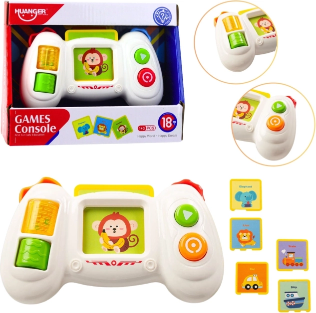 Interactive children's console with cards, lights and sounds