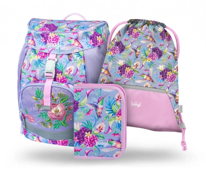 Baagl 3 Set Airy Kolibrik: Backpack, Pencil Case, Bag