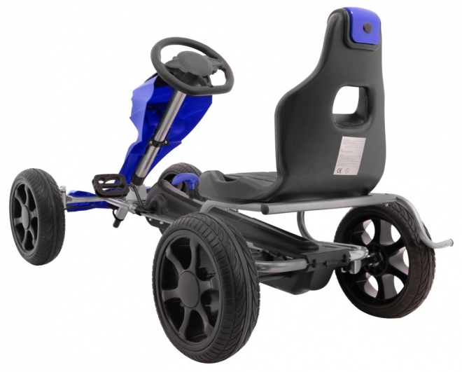 Grand Ride Pedal Go-Kart for Kids 3+ Blue + EVA Wheels + Adjustable Seat + Hand Brake