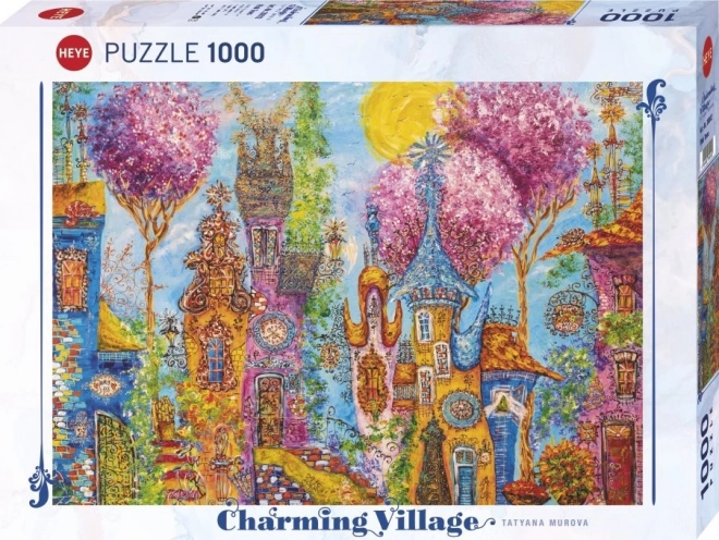 Heye Puzzle Charming Village with Pink Trees