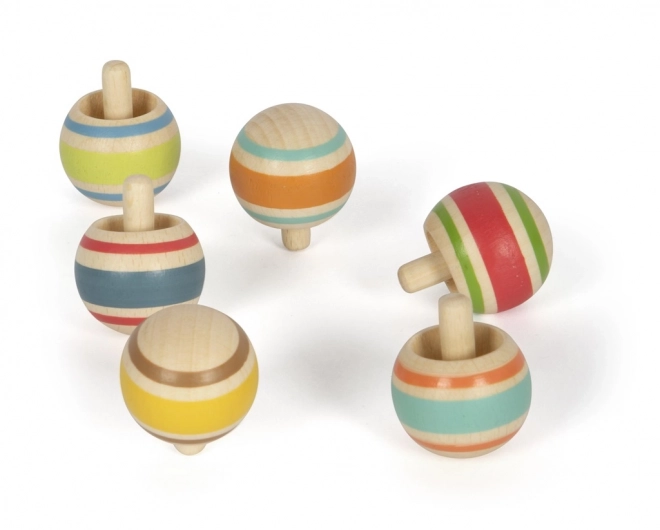 Wooden Spinning Top with Stripes