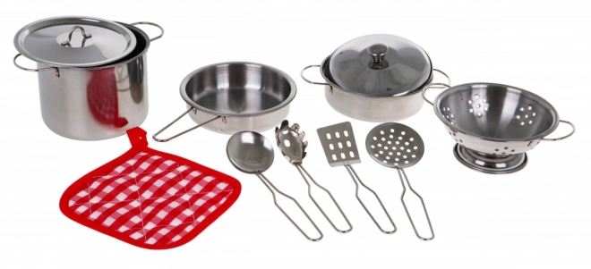 Metal Kitchen Set for Children 3+ Cookware and Accessories 11 Pieces