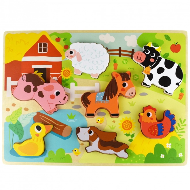 Dřevěné Montessori puzzle zvířátka farma