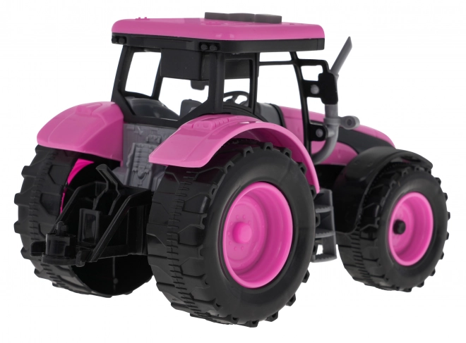 Interactive Pink Tractor for Children 3+ with Opening Hood, Sounds, and LED Lights