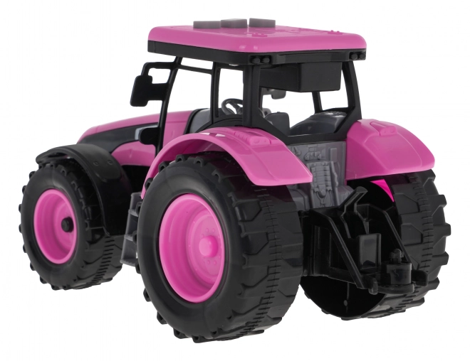 Interactive Pink Tractor for Children 3+ with Opening Hood, Sounds, and LED Lights