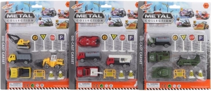 Set of Metal Cars with Signs