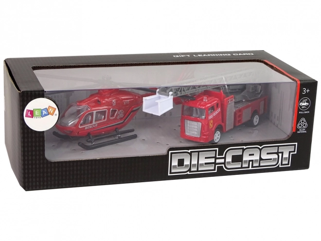 Fire Truck and Helicopter Toy Set