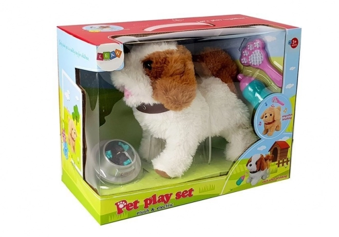 Battery Operated Plush Dog with Brown Spots