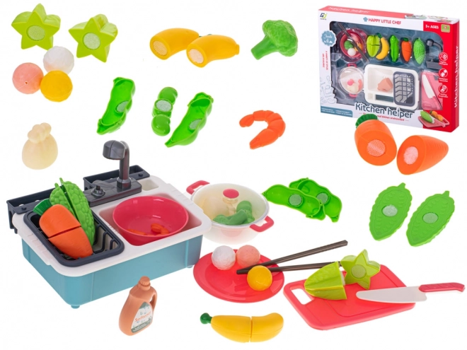 Vegetable Cutting Set with Sink and Accessories for Kids