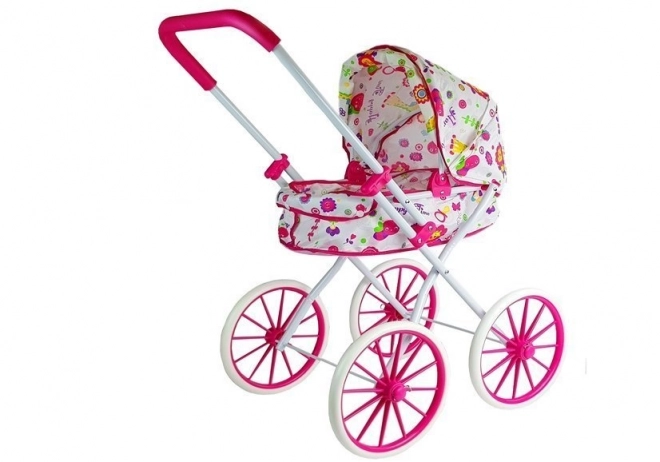 Floral Doll Stroller with Large Wheels