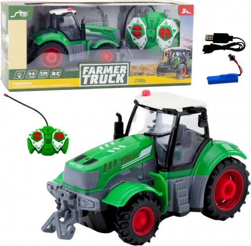 Tracteur vert télécommandé à distance 1:24