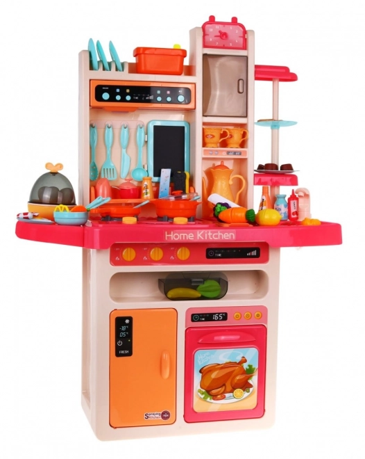 Stylish Pink Kids Kitchen with Water Tap and Interactive Burner