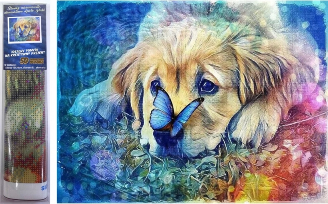 Diamond Mosaic - Dog with Butterfly