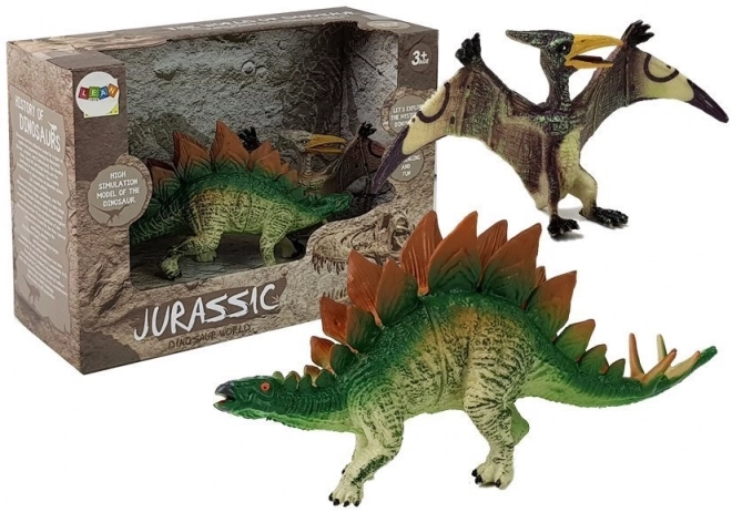 Dinosaur Figurine Set: Stegosaurus and Pteranodon