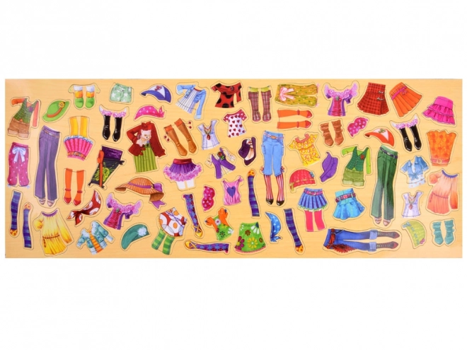 Dřevěné magnetické puzzle módní oblečky