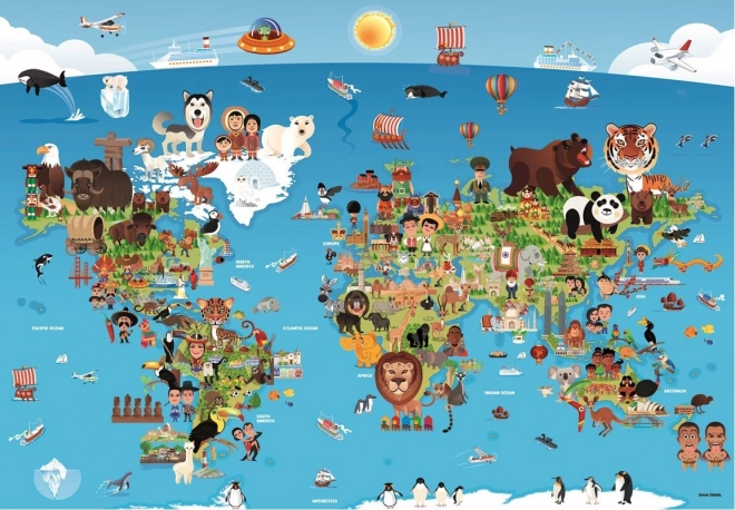 Anatolian Cartoon World Map Puzzle