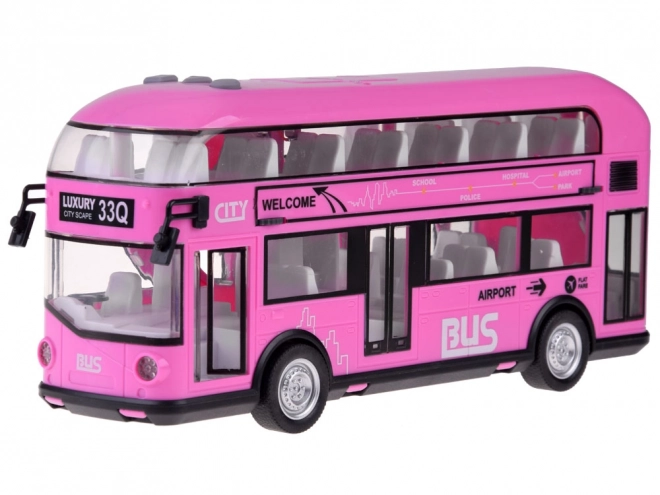 Pink Double-Decker Bus with Sound and Light Effects