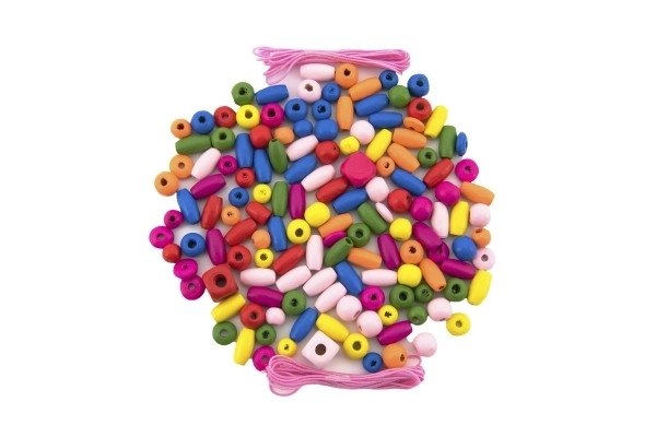 Colorful Wooden Beads with Elastic Bands