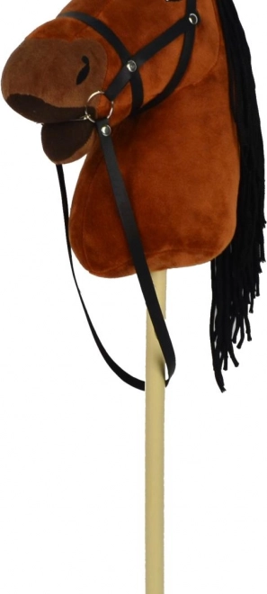 Cavallo di peluche su bastone 70 cm con suoni, marrone scuro