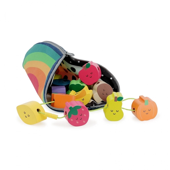 Wooden Bead Lacing Game Fruits and Vegetables