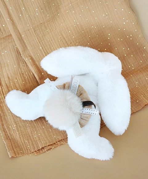 Gift Set - Plush Rabbit with Beige Pom Pom