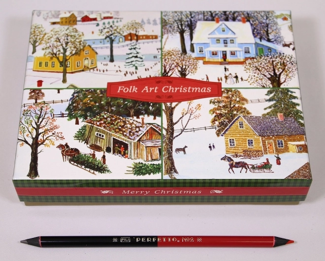 Christmas Folk Art Postcard Box by Konstantin Rodko