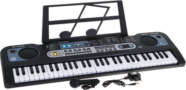 Children’s keyboard with illuminated keys, 61 keys, microphone and music stand