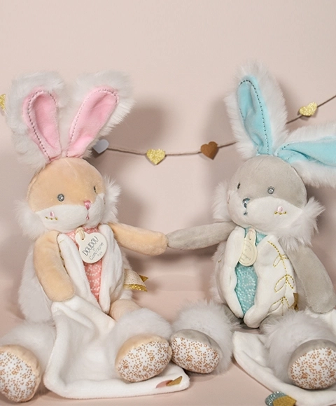 Plush Bunny Gift Set with Blanket Turquoise