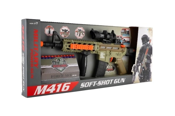 Fusil mitrailleur avec balles en mousse + 12 balles en plastique 60cm à piles avec lumière, son dans une boîte 65x27x6cm