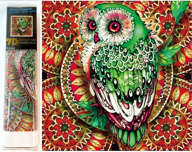 Diamond Painting Kit: Owl on Red Mandala