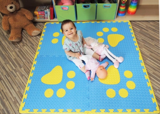 Foam Baby Play Mat with Edges - Blue and Yellow