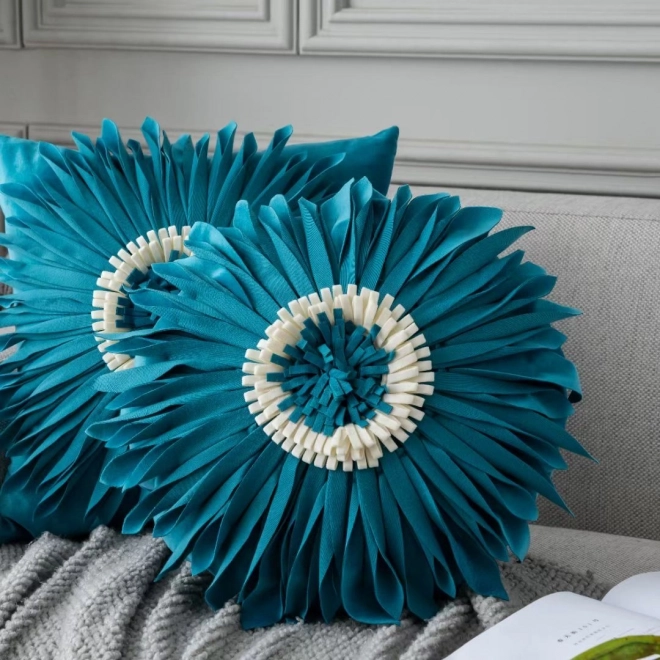 Round Pillowcase Chrysanthemum Blue