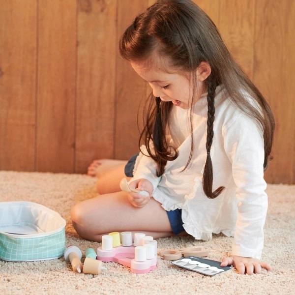 Dentist Play Set with Wooden Tools in Fabric Bag