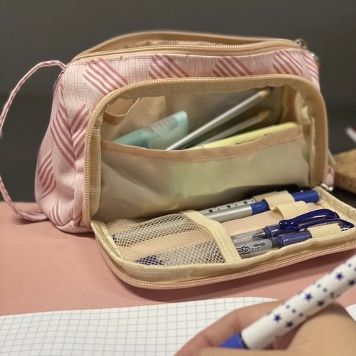 Large Pink School Pencil Case