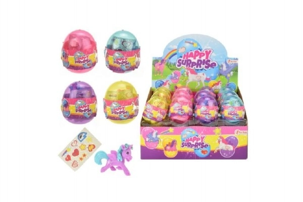 Egg unicorn horse with stickers plastic 4 colors 24pcs in box