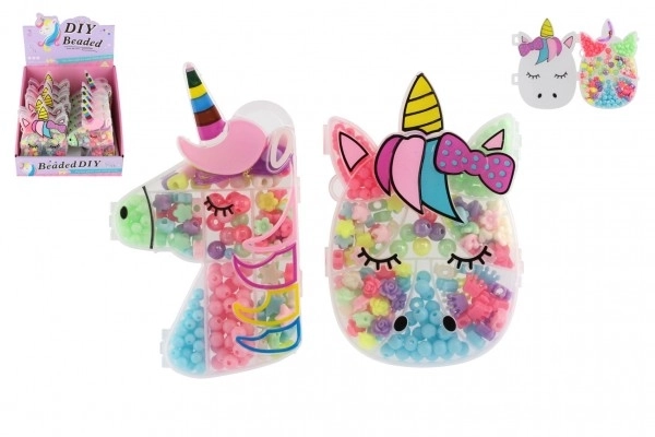 Colorful Beads in Unicorn-Shaped Plastic Box