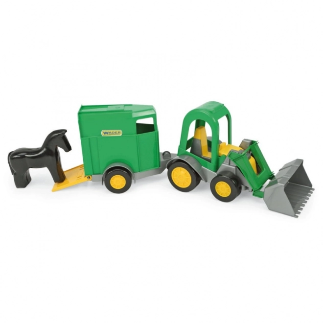 Toy Tractor Loader with Horse Trailer