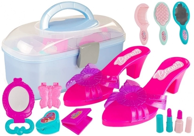 Beauty Kit in Suitcase with Rollers, Slippers, and Beads