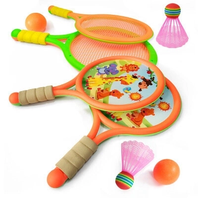 Children's Dinosaur Themed Badminton Rackets Orange Green