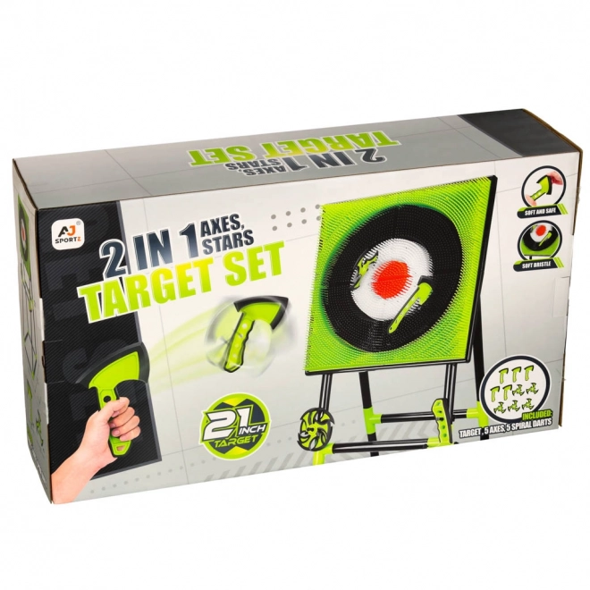 Dart Target with Silicone Axes and Shurikens