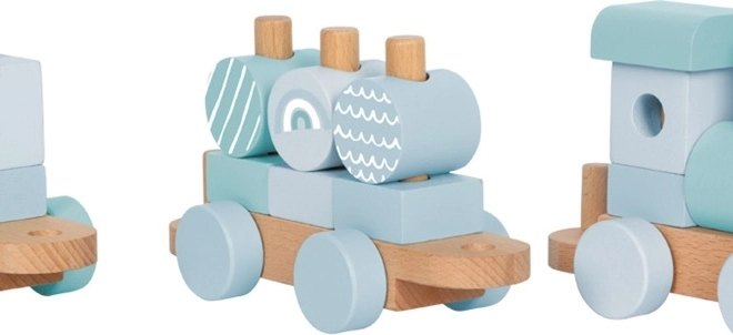 Small Foot wooden stacking train blue