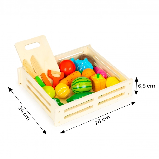 Wooden Vegetables and Fruits Cutting Play Set