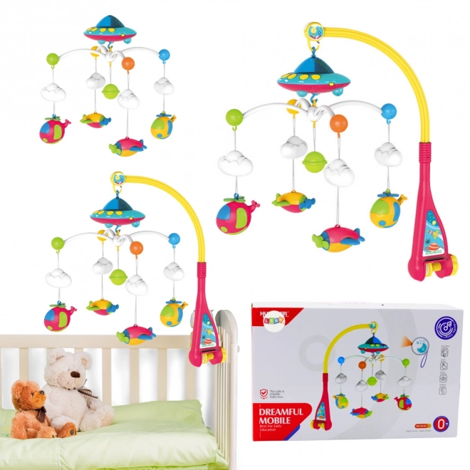 Baby Crib Mobile with UFO Planes Projector and 108 Melodies