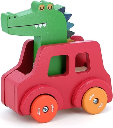 Vilac Wooden Toy Car with Horn Crocodile