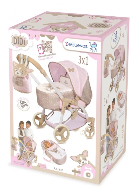 Foldable Doll Stroller 3 in 1 with Carry Bag Didi