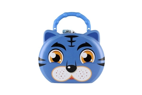 Cat Shaped Tin Money Box with Lock