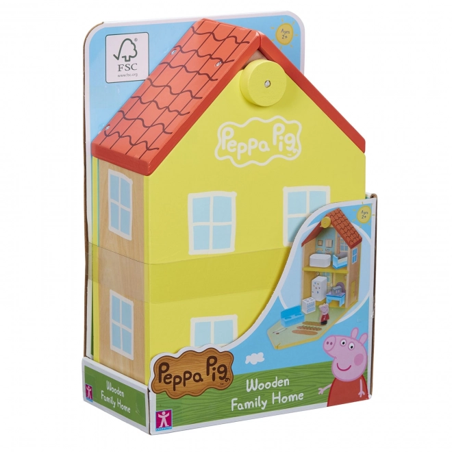 Wooden Family Dollhouse with Peppa Pig