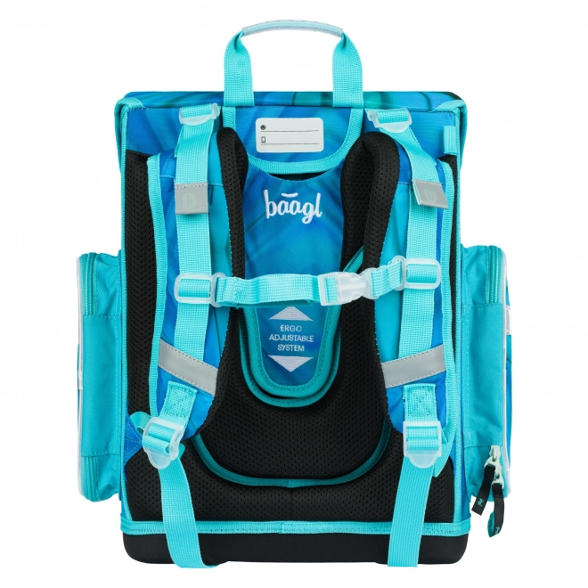 Baagl School Set with Ergo Backpack, Pencil Case, and Shoe Bag Butterfly